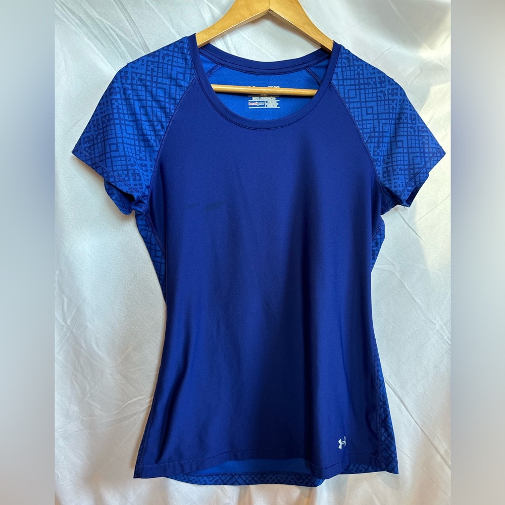 Under Armour Womens Small Blue Heat Gear Fitted Scoop Neck Short sleeve